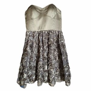 Adrianna Papell Silk‎ Bustier Dress w/Rosettes